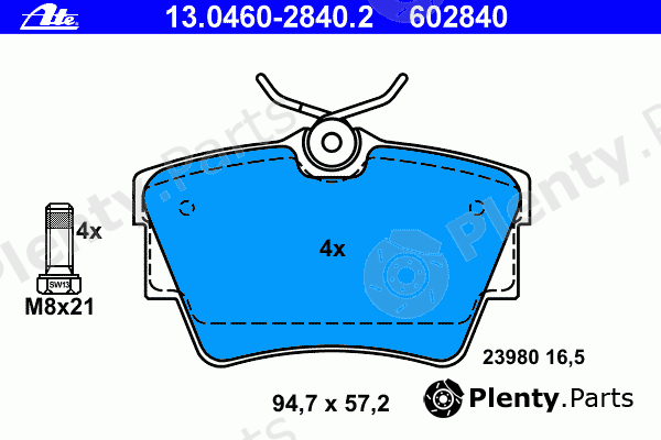  ATE part 13.0460-2840.2 (13046028402) Brake Pad Set, disc brake