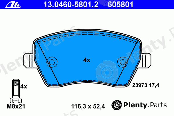  ATE part 13.0460-5801.2 (13046058012) Brake Pad Set, disc brake