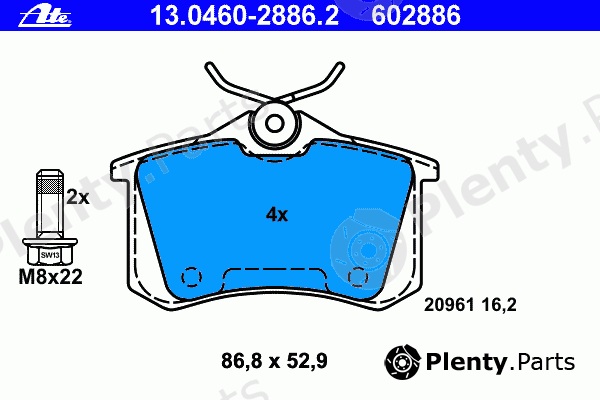  ATE part 13.0460-2886.2 (13046028862) Brake Pad Set, disc brake