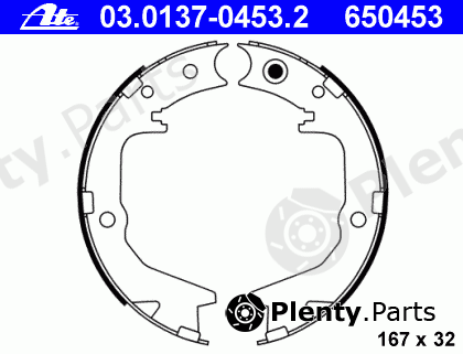  ATE part 03.0137-0453.2 (03013704532) Brake Shoe Set, parking brake