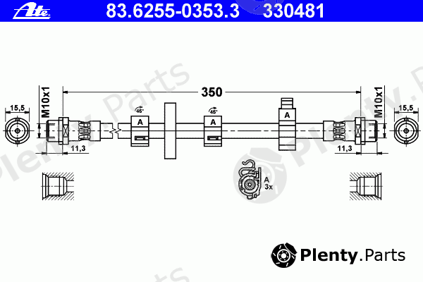  ATE part 83.6255-0353.3 (83625503533) Brake Hose