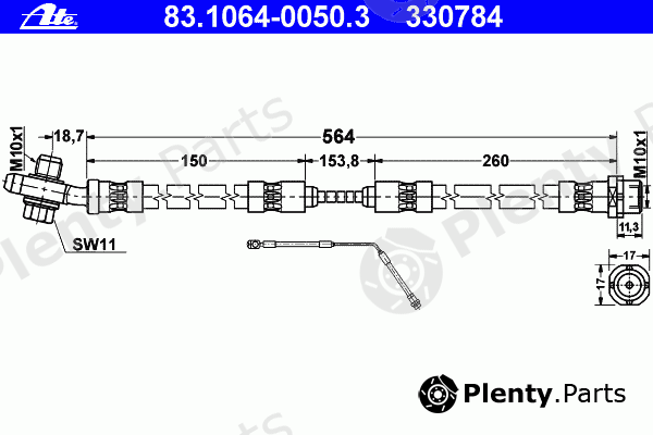  ATE part 83.1064-0050.3 (83106400503) Brake Hose