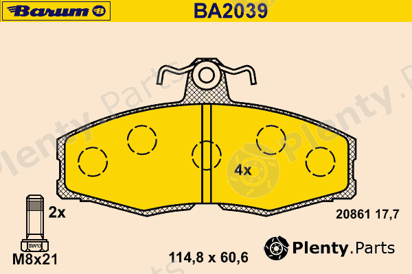  BARUM part BA2039 Brake Pad Set, disc brake