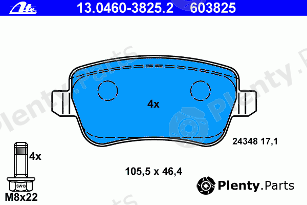  ATE part 13.0460-3825.2 (13046038252) Brake Pad Set, disc brake