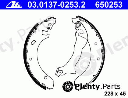  ATE part 03.0137-0253.2 (03013702532) Brake Shoe Set