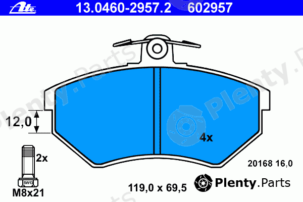  ATE part 13.0460-2957.2 (13046029572) Brake Pad Set, disc brake