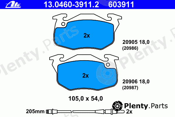  ATE part 13.0460-3911.2 (13046039112) Brake Pad Set, disc brake