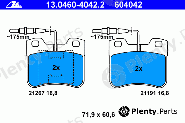  ATE part 13.0460-4042.2 (13046040422) Brake Pad Set, disc brake