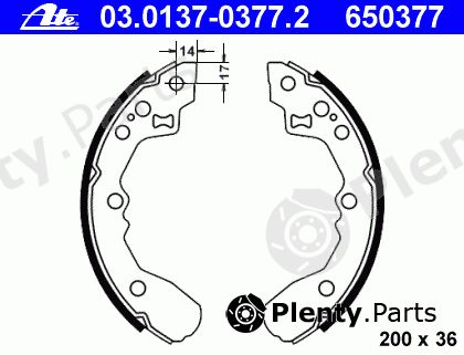  ATE part 03.0137-0377.2 (03013703772) Brake Shoe Set