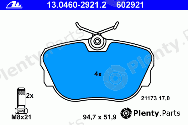  ATE part 13.0460-2921.2 (13046029212) Brake Pad Set, disc brake