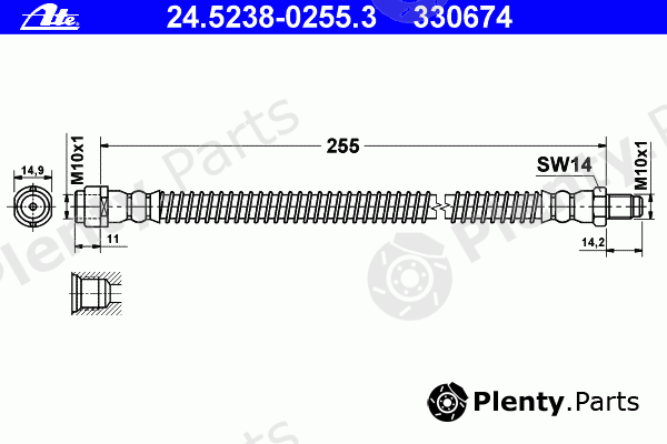  ATE part 24.5238-0255.3 (24523802553) Brake Hose