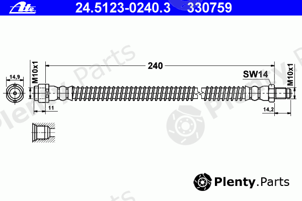  ATE part 24.5123-0240.3 (24512302403) Brake Hose