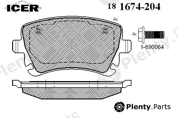  ICER part 181674-204 (181674204) Brake Pad Set, disc brake