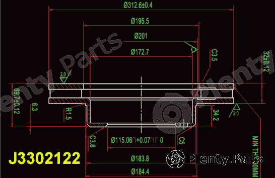  NIPPARTS part J3302122 Brake Disc