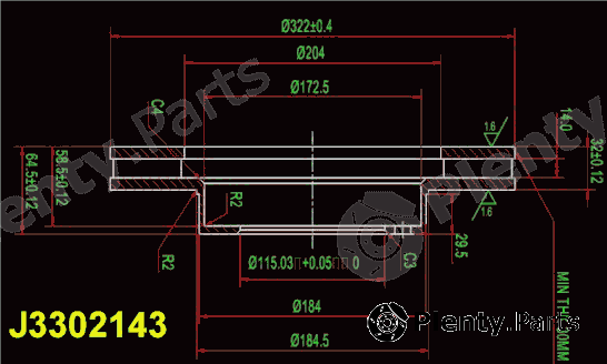  NIPPARTS part J3302143 Brake Disc