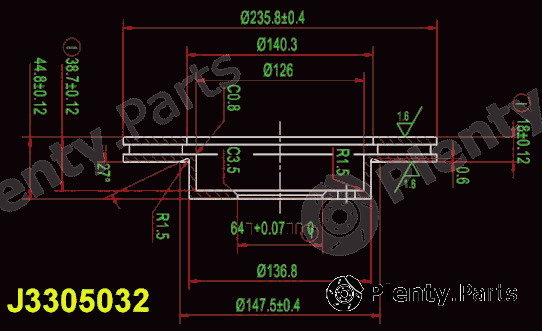  NIPPARTS part J3305032 Brake Disc