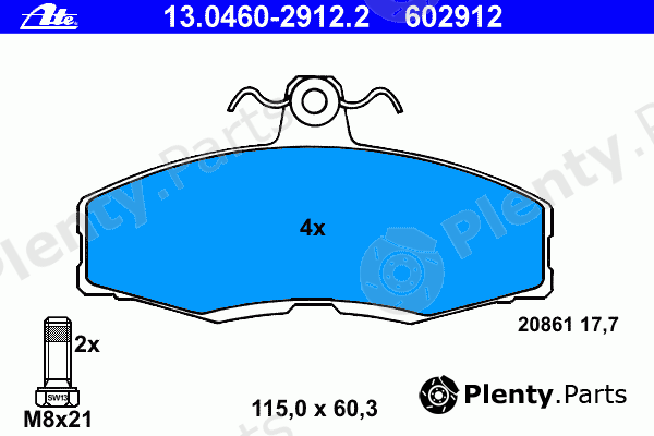  ATE part 13.0460-2912.2 (13046029122) Brake Pad Set, disc brake