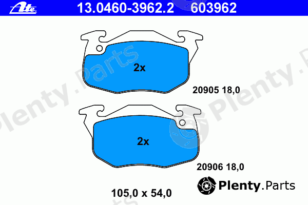  ATE part 13.0460-3962.2 (13046039622) Brake Pad Set, disc brake