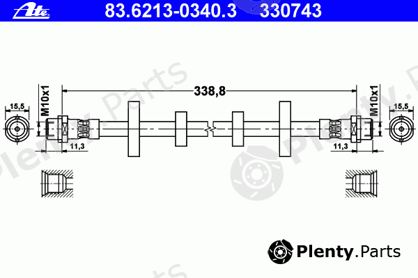  ATE part 83.6213-0340.3 (83621303403) Brake Hose