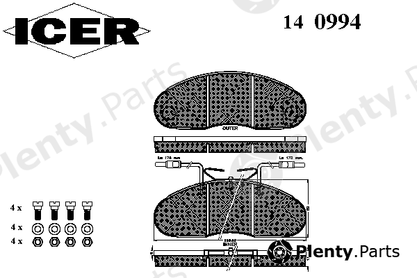  ICER part 140994 Brake Pad Set, disc brake