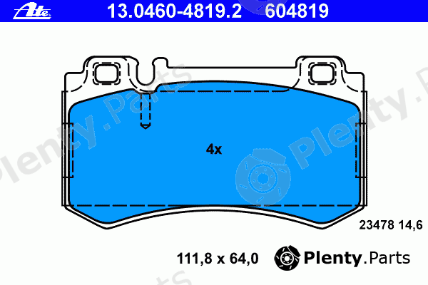  ATE part 13.0460-4819.2 (13046048192) Brake Pad Set, disc brake