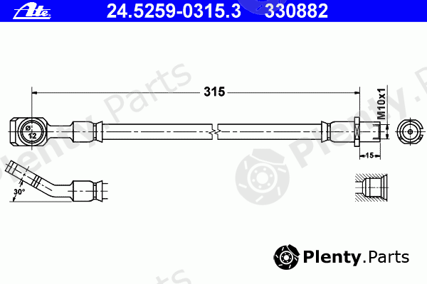  ATE part 24.5259-0315.3 (24525903153) Brake Hose