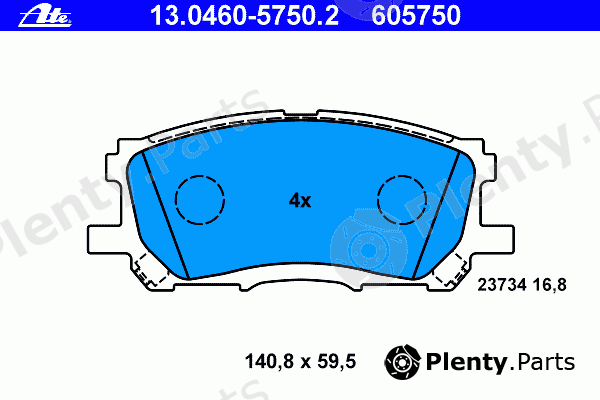  ATE part 13.0460-5750.2 (13046057502) Brake Pad Set, disc brake