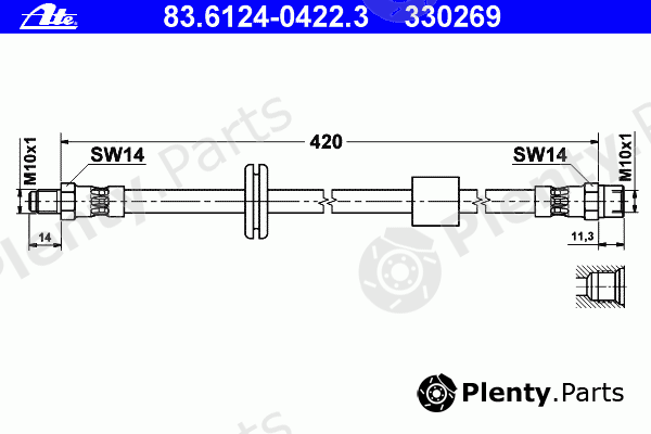  ATE part 83.6124-0422.3 (83612404223) Brake Hose