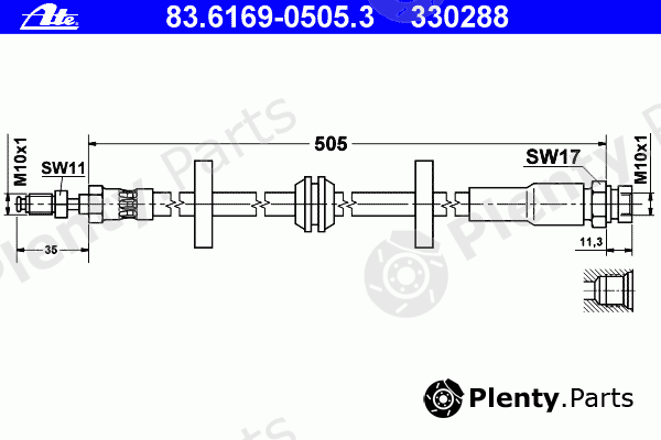  ATE part 83.6169-0505.3 (83616905053) Brake Hose