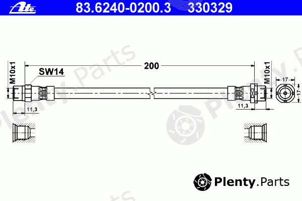  ATE part 83.6240-0200.3 (83624002003) Brake Hose