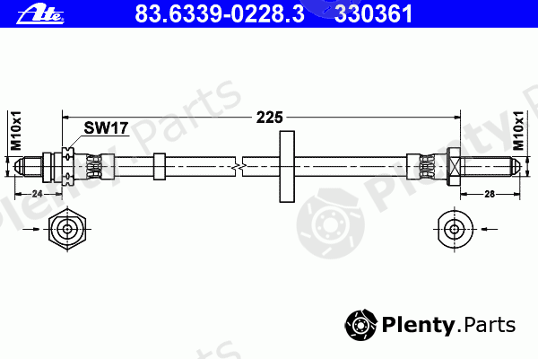  ATE part 83.6339-0228.3 (83633902283) Brake Hose