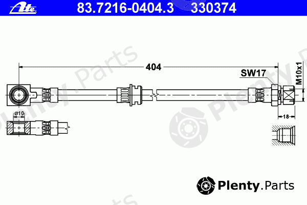  ATE part 83.7216-0404.3 (83721604043) Brake Hose