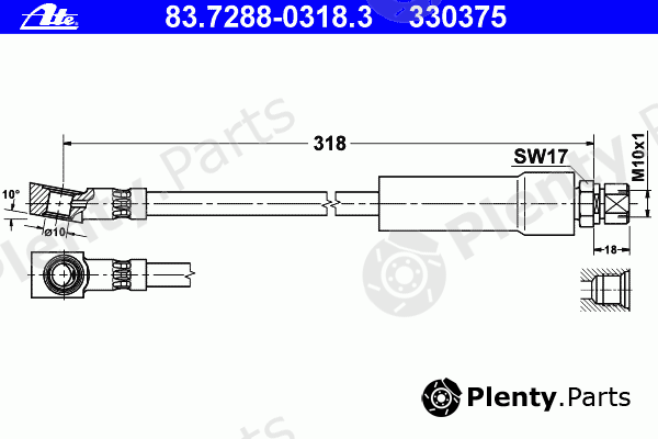  ATE part 83.7288-0318.3 (83728803183) Brake Hose