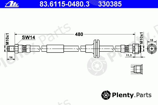  ATE part 83.6115-0480.3 (83611504803) Brake Hose