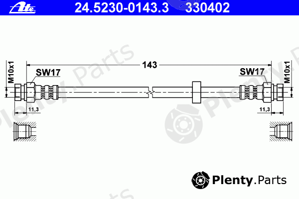  ATE part 24.5230-0143.3 (24523001433) Brake Hose
