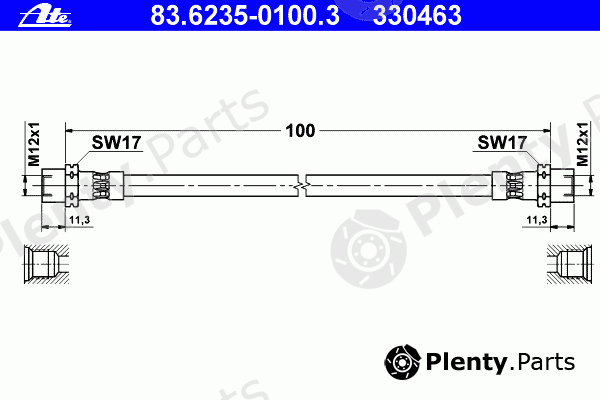  ATE part 83.6235-0100.3 (83623501003) Brake Hose
