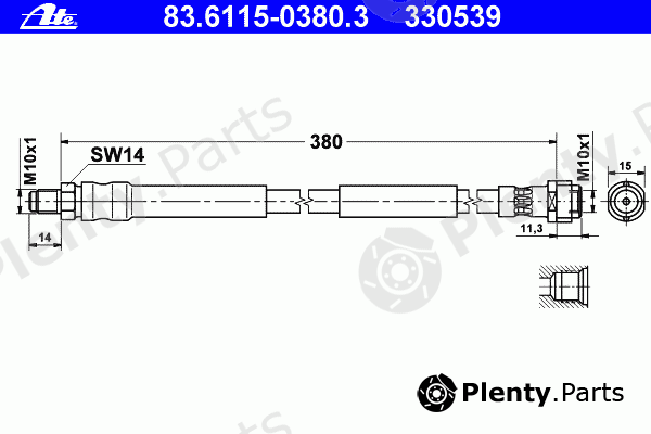  ATE part 83.6115-0380.3 (83611503803) Brake Hose