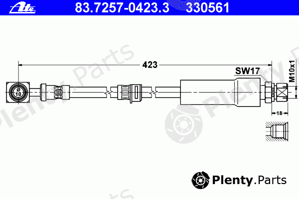  ATE part 83.7257-0423.3 (83725704233) Brake Hose