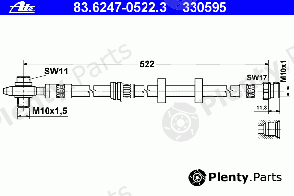  ATE part 83.6247-0522.3 (83624705223) Brake Hose