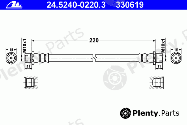  ATE part 24.5240-0220.3 (24524002203) Brake Hose