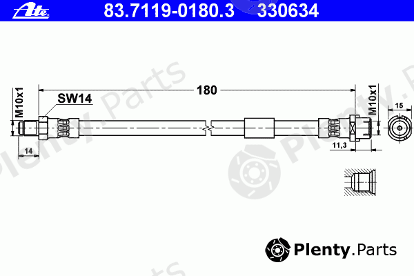  ATE part 83.7119-0180.3 (83711901803) Brake Hose