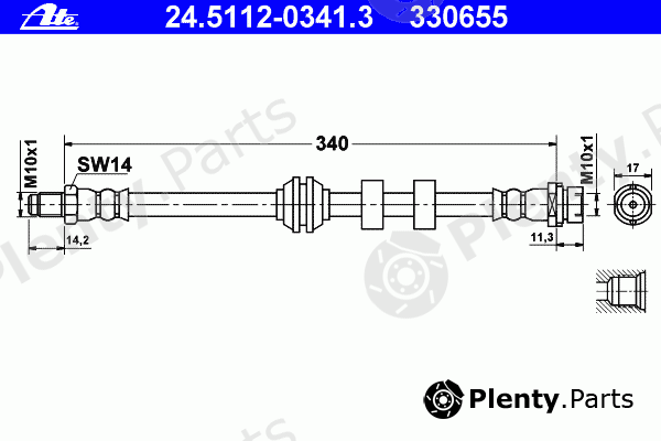  ATE part 24.5112-0341.3 (24511203413) Brake Hose