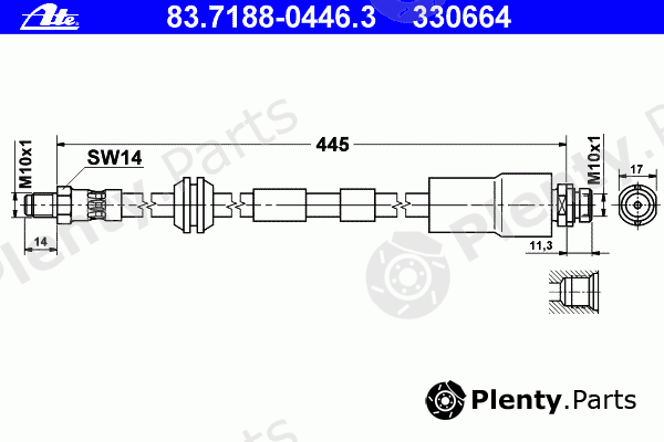  ATE part 83.7188-0446.3 (83718804463) Brake Hose