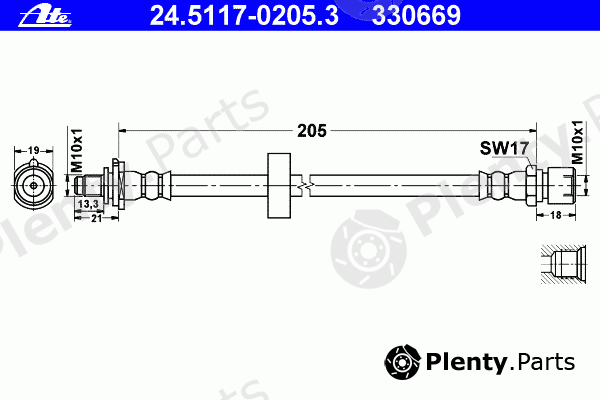  ATE part 24.5117-0205.3 (24511702053) Brake Hose