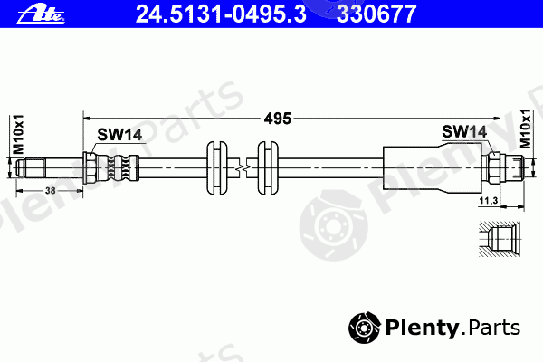  ATE part 24.5131-0495.3 (24513104953) Brake Hose