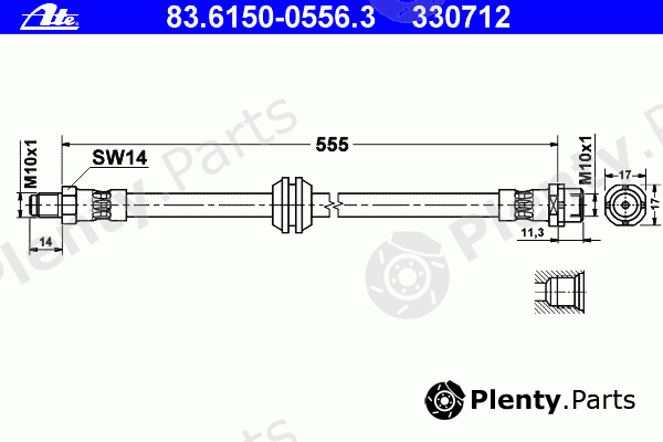  ATE part 83.6150-0556.3 (83615005563) Brake Hose