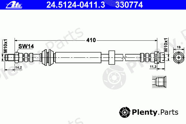  ATE part 24.5124-0411.3 (24512404113) Brake Hose
