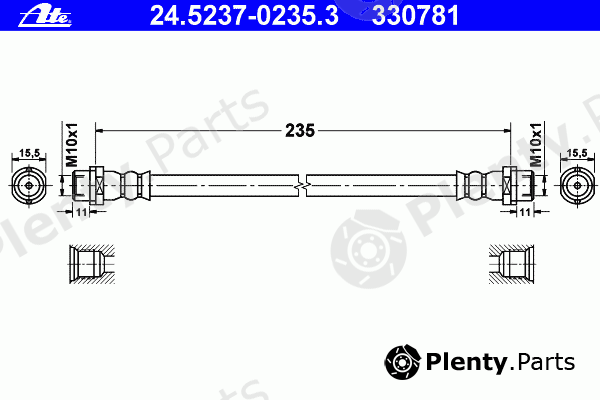  ATE part 24.5237-0235.3 (24523702353) Brake Hose