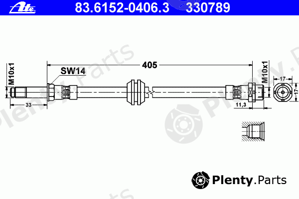  ATE part 83.6152-0406.3 (83615204063) Brake Hose