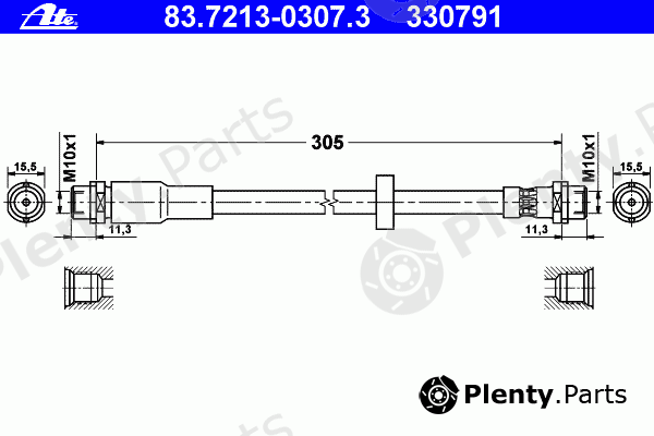  ATE part 83.7213-0307.3 (83721303073) Brake Hose